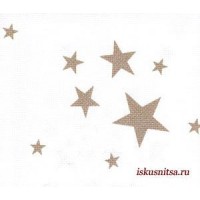 Ткань Стело (Stelo), канва Аида 14   белая с золотыми звездами , 100 х 150