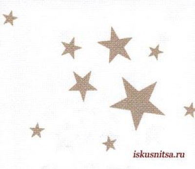 Ткань Стело (Stelo), канва Аида 14   белая с золотыми звездами , 100 х 150