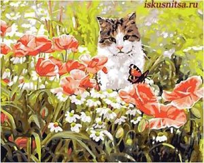 Раскраска по номерам Кошкин сад