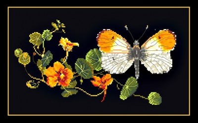 Набор для вышивания Бабочка и настурция (Butterfly-Nasturtium) канва