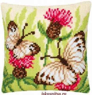 Набор для вышивания подушки Бабочки и цветы