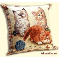 Готовая наволочка для подушки (с вшитой молнией и обратной стороной)  Персидские котята /С2074