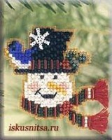 Набор для вышивания бисером Снеговик- весельчак(брошь)