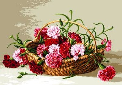 Набор для вышивания Корзина гвоздик (Basket with carnationes) гобелен