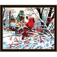 Набор для рисования на хосте с подрамником Птицы зимой