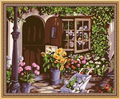 Набор для рисования на хосте с подрамником Цветочный уголок