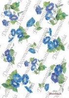 Бумага  рисовая для декупажа, Синие цветы  1 лист, 35 х 50 см