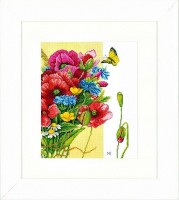 Набор для вышивания крестом Маки с бабочкой (Poppies With Butterfly) лен /PN-0144524