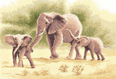 Набор для вышивания крестом Слоны (Elephants) John Clayton Collection