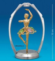 Металлическая позолоченная Фигурка с цветными кристаллами Swarovski Танцующая балерина