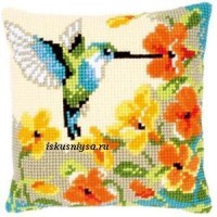 Набор для вышивания подушки Колибри с цветами