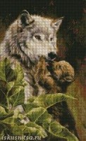 Набор для вышивания Волчица с детенышем