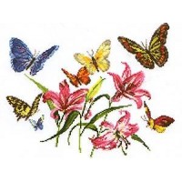 Набор для вышивания крестиком Лилии и бабочки /42-05