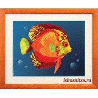 Схема-рисунок на ткани для вышивания бисером Красная рыбка /СБ-056