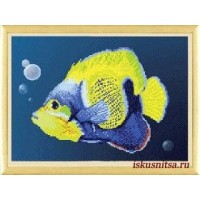 Схема-рисунок на ткани для вышивания бисером Желтая рыбка