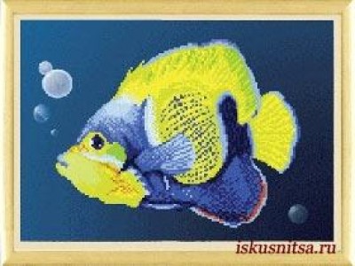 Схема-рисунок на ткани для вышивания бисером Желтая рыбка