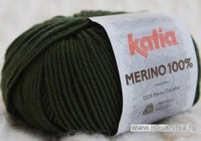 Пряжа    для вязания  Merino 100% (Мерино 100%) Темно- зеленый мох