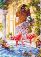 Набор для вышивания крестом Розовые фламинго /64-02