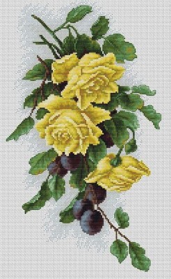 Набор для вышивания Желтые розы со сливами