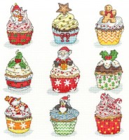 Набор для вышивания Рождественские кексы (Christmas Cupcakes) /XH6