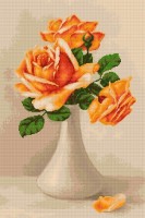 Набор для вышивания Оранжевые розы в белой вазе (гобелен)