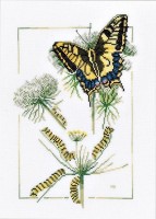 Набор для вышивания Рождение бабочки (From Caterpillar To Butterfly) лен /PN-0021620