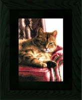 Набор для вышивания Отдыхающий полосатый кот (Relaxed Tabby) лен /PN-0146177