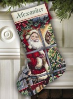 Набор для вышивания Новогодний Сапожок Леденец от Санты(Candy Cane Santa Stocking) /8778