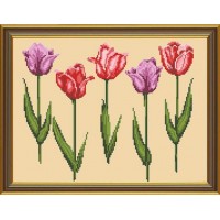 Схема-рисунок на ткани для вышивания бисером Тюльпаны /БИС-3043