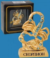 Металлическая позолоченная фигурка с кристаллами Swarovski Скорпион