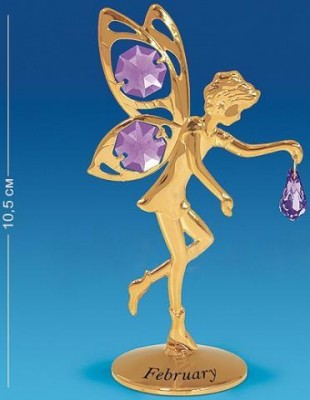 Металлическая позолоченная фигурка с кристаллами Swarovski Фея - февраль