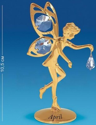 Металлическая позолоченная фигурка с кристаллами Swarovski Фея - апрель