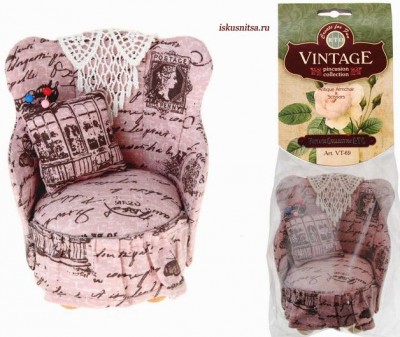 Игольница   Старинное кресло и ножницы  Коллекция Vintage-Винтаж