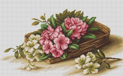 Набор для вышивания Цветы азалии в корзине