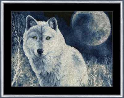 Набор для вышивания Белый волк, с добавлением светящихся в темноте ниток