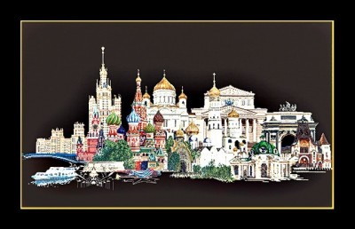 Набор для вышивания крестом Москва (канва черная)