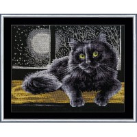 Набор для вышивания Черный кот, с добавлением светящихся в темноте ниток