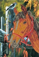 Шелк с рисунком для вышивания бисером (схема без бисера) Лошадь