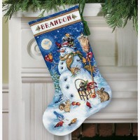Набор для вышивания Сапожок, Снеговик и друзья (Snowman & Friends Stocking)