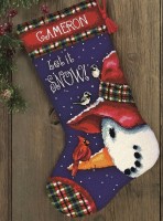 Набор для вышивания Снеговик (Snowman Perch Stocking)