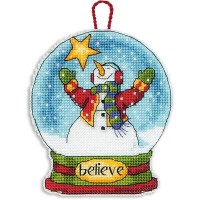 Набор для вышивания новогоднего украшения Снежный шар (Believe Snow Globe Ornament)