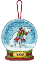 Набор для вышивания новогоднего украшения Снежный шар Надежда (Hope Snow Globe Ornament)