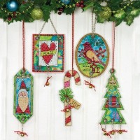Набор для вышивания 5 елочных украшений Звон колокольчиков (Jingle Bell Ornaments)