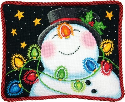 Набор для вышивания Снеговик в фонариках