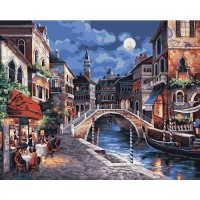 Раскраска, рисование по номерам Венеция ночью