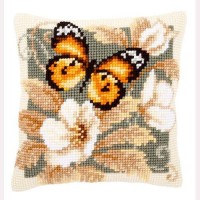 Набор для вышивания подушки Черно-оранжевая бабочка