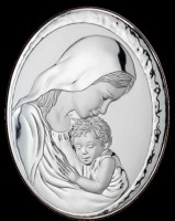 Миниатюра Мадонна с младенцем, серебро /82000-3