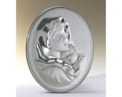 Миниатюра Мадонна с младенцем, серебро