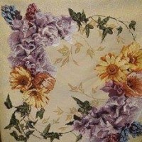 Готовая наволочка для подушки (с вшитой молнией и обратной стороной) Желтые и фиолетовые цветы