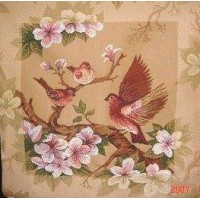 Готовая наволочка для подушки (с вшитой молнией и обратной стороной) Птицы в цветах